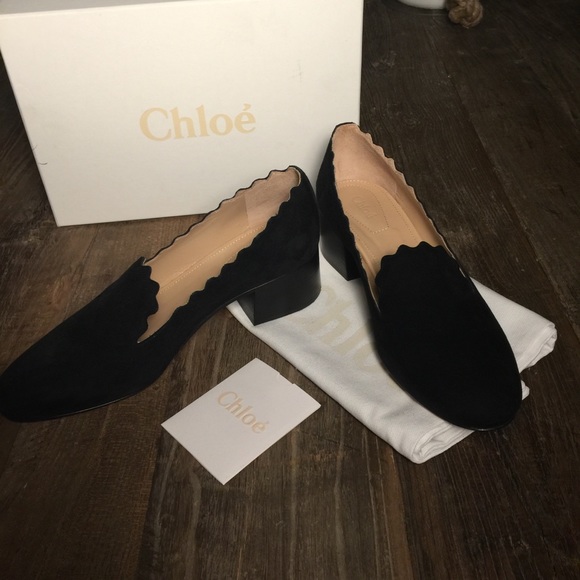Chloé black suede Lauren scalloped pumps - Picture 2 of 8